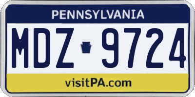 PA license plate MDZ9724