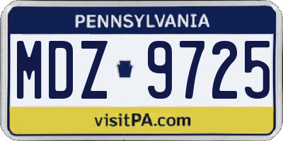 PA license plate MDZ9725