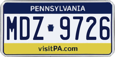 PA license plate MDZ9726