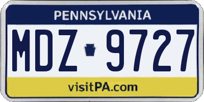 PA license plate MDZ9727