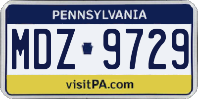 PA license plate MDZ9729