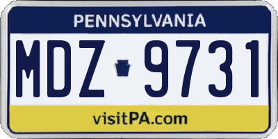 PA license plate MDZ9731