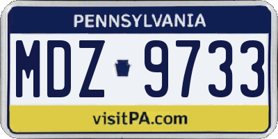 PA license plate MDZ9733