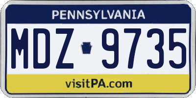PA license plate MDZ9735