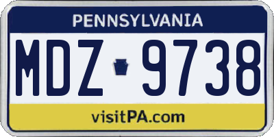 PA license plate MDZ9738