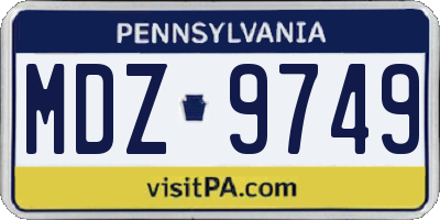 PA license plate MDZ9749