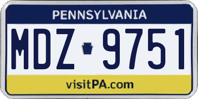 PA license plate MDZ9751