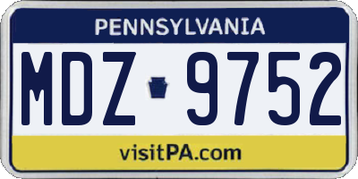 PA license plate MDZ9752