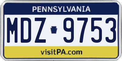 PA license plate MDZ9753