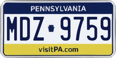 PA license plate MDZ9759