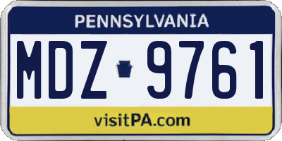 PA license plate MDZ9761