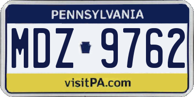 PA license plate MDZ9762