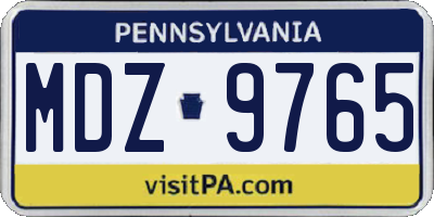 PA license plate MDZ9765