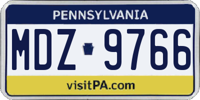 PA license plate MDZ9766