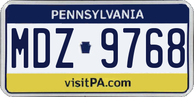 PA license plate MDZ9768