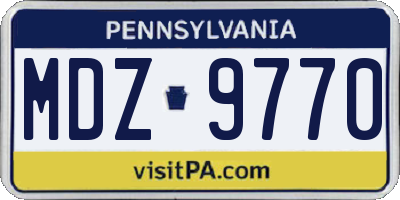 PA license plate MDZ9770