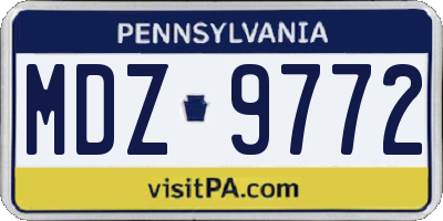 PA license plate MDZ9772