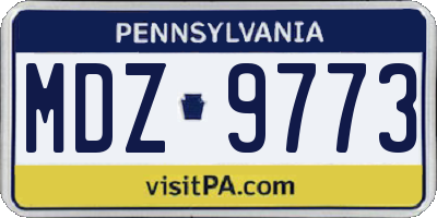 PA license plate MDZ9773