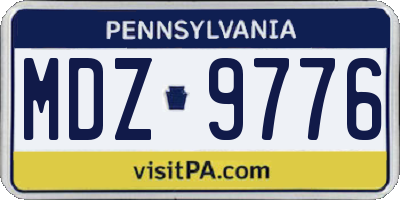 PA license plate MDZ9776