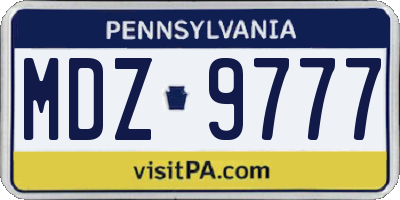 PA license plate MDZ9777