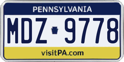 PA license plate MDZ9778
