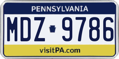 PA license plate MDZ9786