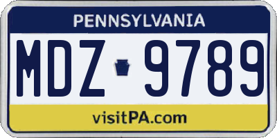 PA license plate MDZ9789