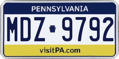 PA license plate MDZ9792
