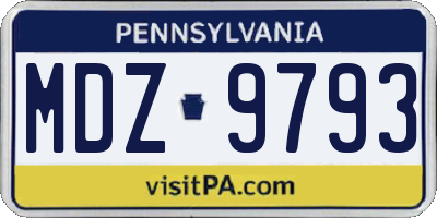 PA license plate MDZ9793