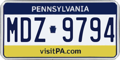 PA license plate MDZ9794