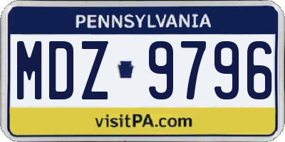 PA license plate MDZ9796