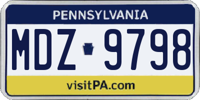 PA license plate MDZ9798