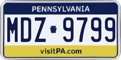 PA license plate MDZ9799