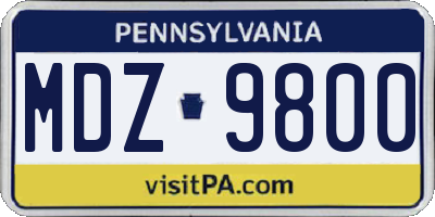 PA license plate MDZ9800