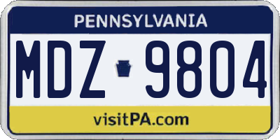 PA license plate MDZ9804