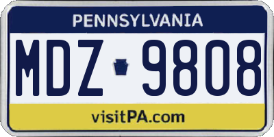 PA license plate MDZ9808