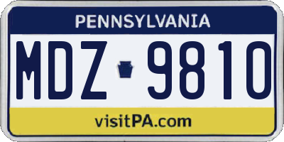 PA license plate MDZ9810