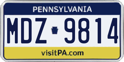 PA license plate MDZ9814