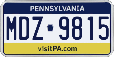 PA license plate MDZ9815