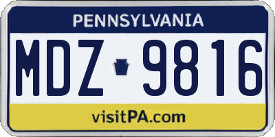 PA license plate MDZ9816