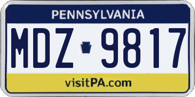 PA license plate MDZ9817