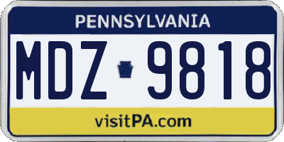 PA license plate MDZ9818