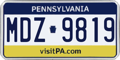 PA license plate MDZ9819