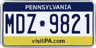 PA license plate MDZ9821