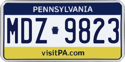 PA license plate MDZ9823