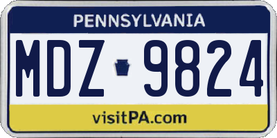 PA license plate MDZ9824