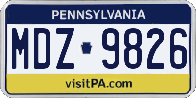 PA license plate MDZ9826