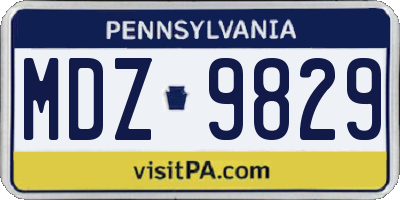 PA license plate MDZ9829