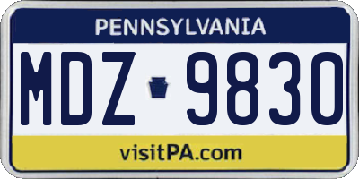 PA license plate MDZ9830