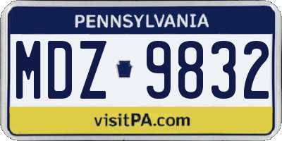 PA license plate MDZ9832